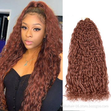 High Quality 24Inch Long Wavy Ombre Blonde Brown Braids Kinky Curly Water Deep Wave Crochet Braiding Synthetic Hair Extensions